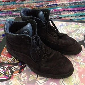 Vintage Ecco Black Leather Lace Up Boots Grunge